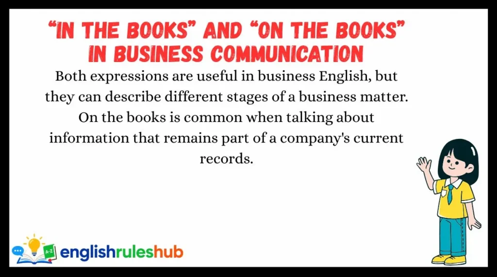 “In the Books” and “On the Books” in Business Communication