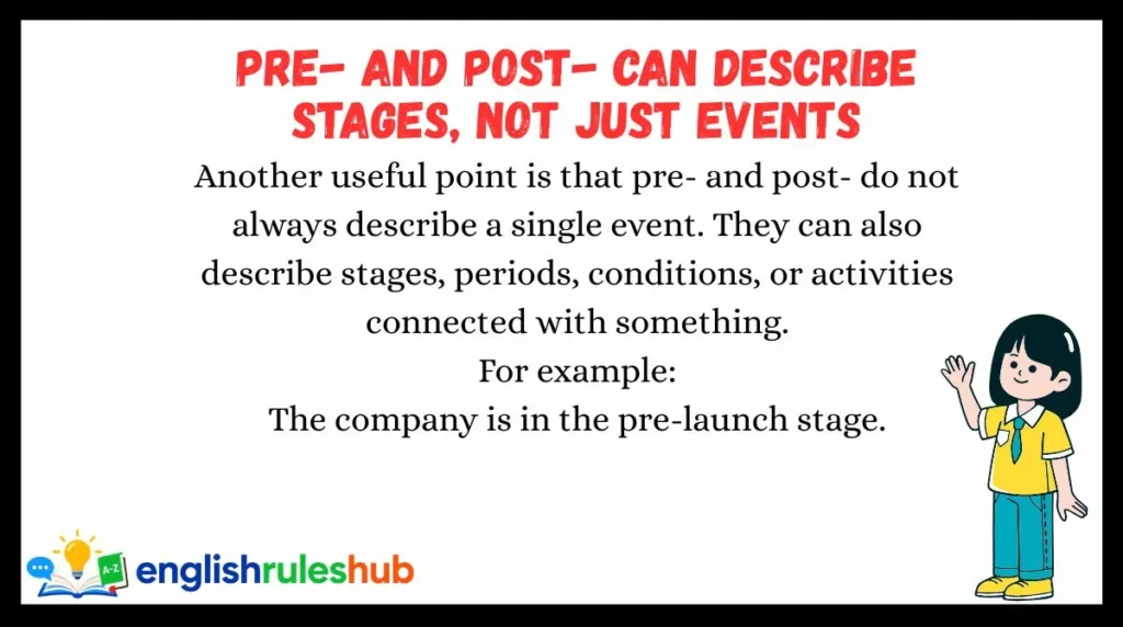 Pre- and Post- Can Describe Stages, Not Just Events