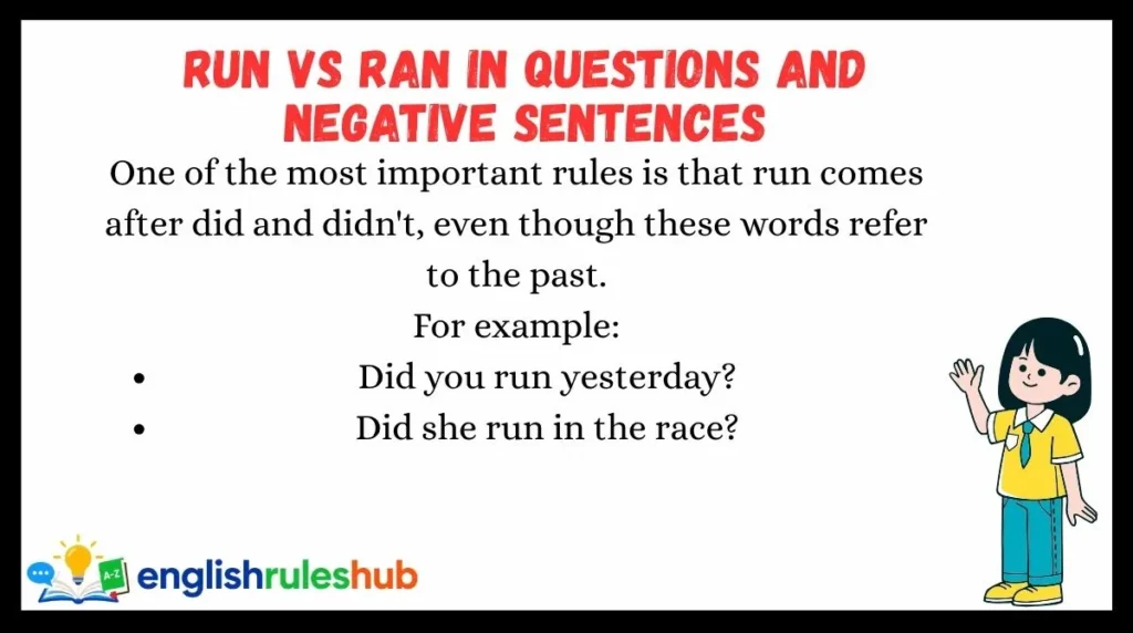 Run vs Ran in Questions and Negative Sentences